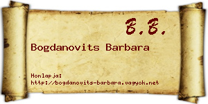 Bogdanovits Barbara névjegykártya